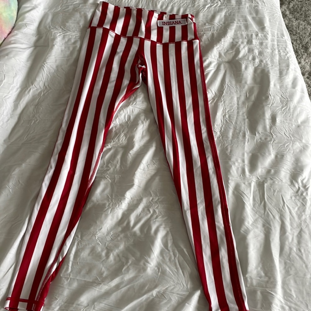 Striped Indiana University leggings